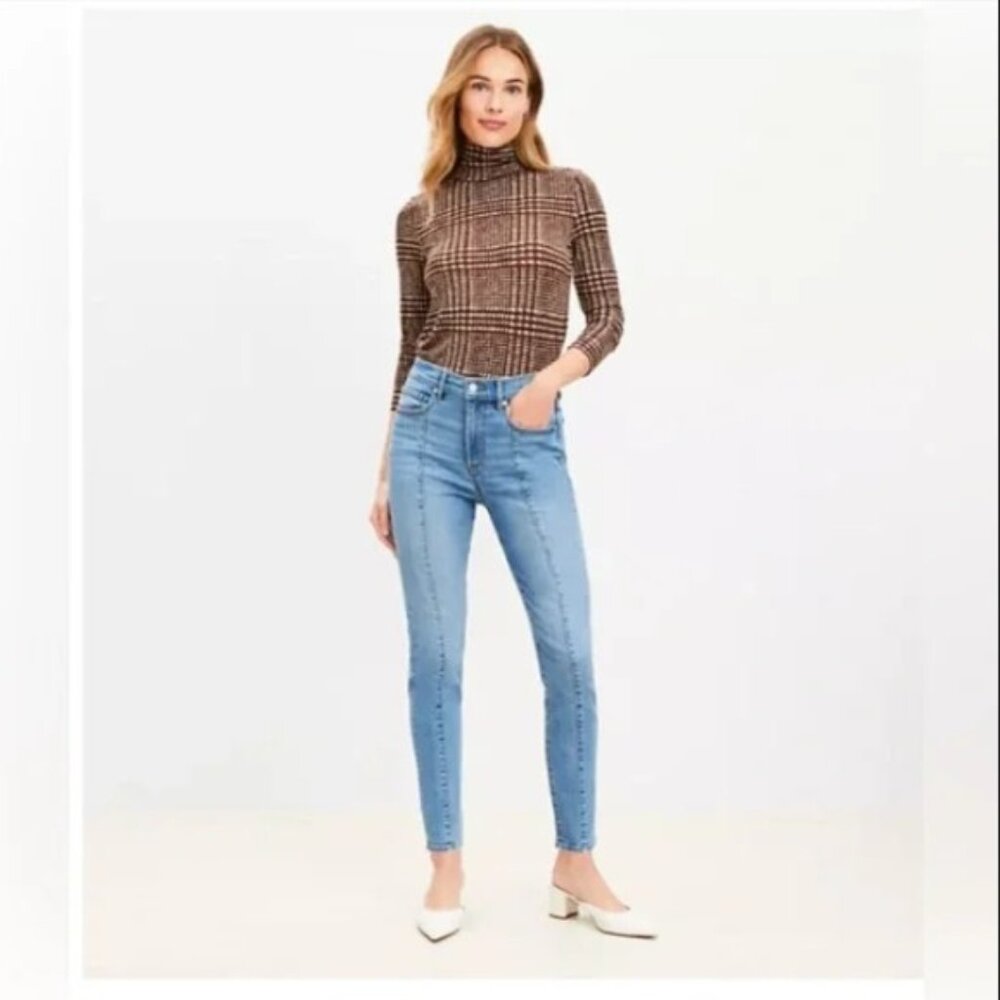 LOFT - Seamed High Rise Skinny Jeans In Light Mid Indigo Wash